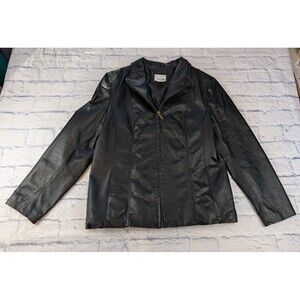 East 5th Leather Jacket Women L Black Moto Blazer Largo Up Business Casual